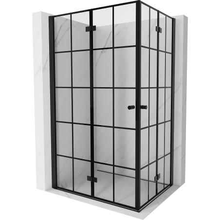 Mexen Mist-F Duo skladací sprchovací kút 90 x 70 cm, čierna mriežka, čierna - 8A6-090L-070P-70-77
