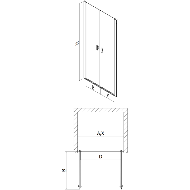 Mexen Mist sprchové dvere výklopné 110 cm, priehľadné, čierne - 8A7-110-000-70-00