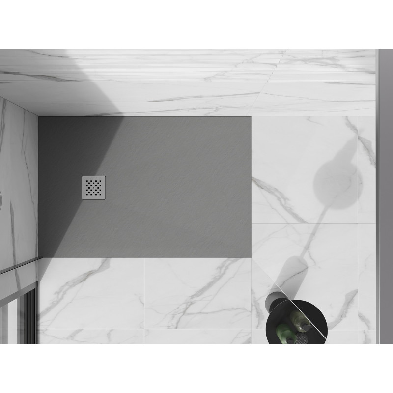 Mexen Stone+ kompozitná obdĺžniková sprchová vanička 130 x 80 cm, sivý-betón - 44618013