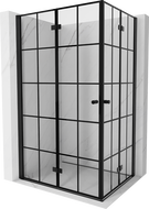 Mexen Mist-F Duo skladací sprchový kút ľavý 110 x 80 cm, čierna mriežka, čierny - 8A6-110L-080P-70-77