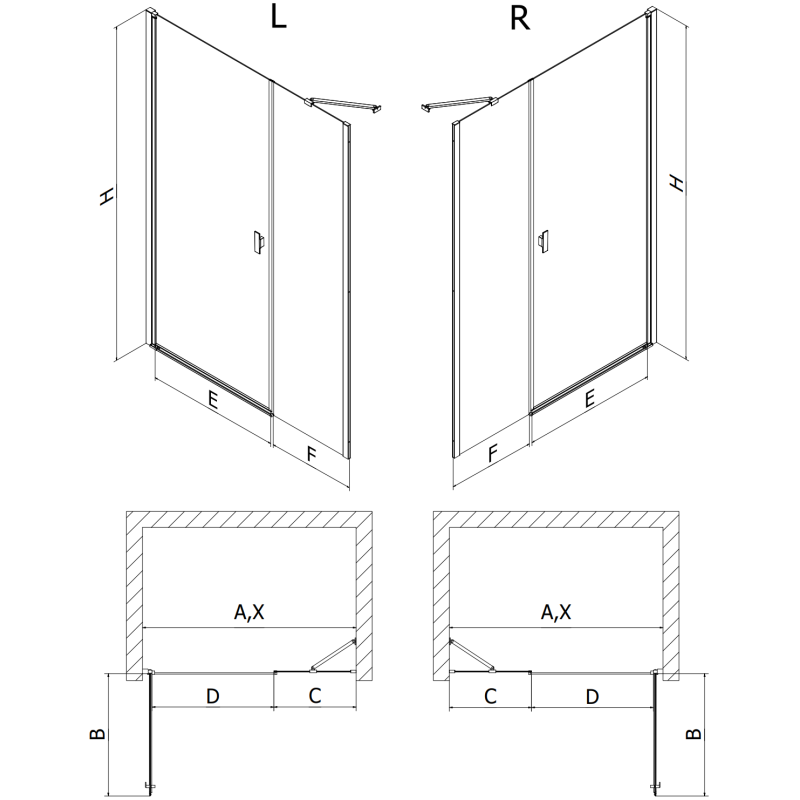 Mexen Mist-B sprchové dvere, výkyvné 110 cm, priehľadné, chróm - 8A2-110-001-01-00