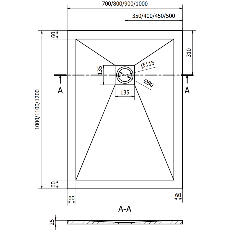 Mexen Stone+ obdĺžnikový kompozitný sprchový kút 120 x 90 cm, sivý-betón - 44619012