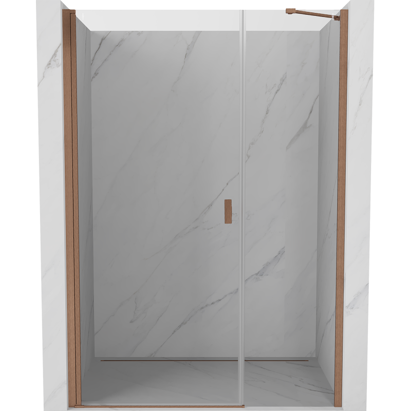 Mexen Mist-B sprchové dvere výklopné 115 cm, transparentné, brúsená meď - 8A2-115-001-65-00