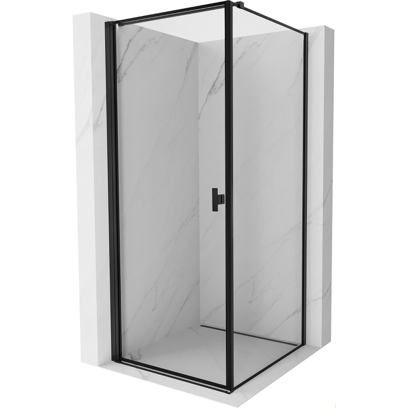 Mexen Mist-B sprchovací kút výklopný ľavý 90 x 90 cm, čierny rám, čierny - 8A2T-090-090-70-70-L