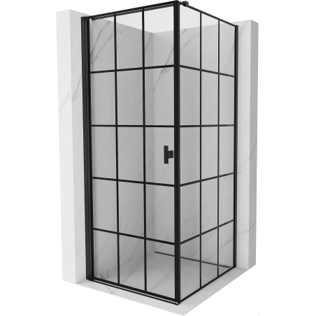Mexen Mist-B otváracia sprchová kabína ľavá 80 x 80 cm, čierna mriežka, čierna - 8A2T-080-080-70-77-L