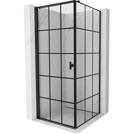 Mexen Mist-B otáčavá sprchová kabína ľavá 90 x 90 cm, čierna mriežka, čierna - 8A2T-090-090-70-77-L