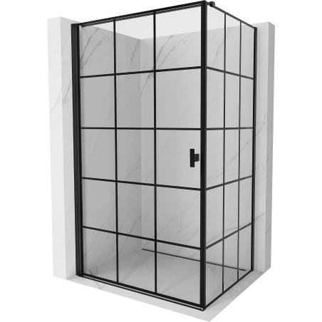 Mexen Mist-B sprchový kút s otváracími dverami ľavý 90 x 95 cm, čierna mriežka, čierna - 8A2T-090-095-70-77-L