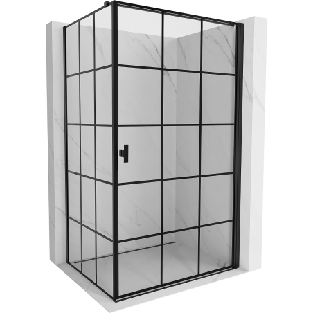 Mexen Mist-B sprchová kabína výklopná pravá 100 x 85 cm, čierna mriežka, čierna - 8A2T-100-085-70-77-P
