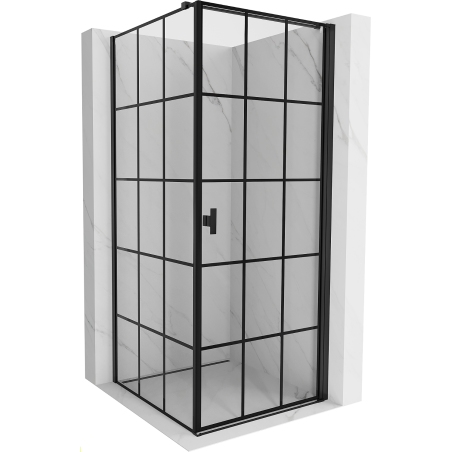 Mexen Mist-B pravý sklopný sprchový kút 90 x 90 cm, čierna mriežka, čierny - 8A2T-090-090-70-77-P