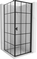 Mexen Mist-B pravý sklopný sprchový kút 90 x 90 cm, čierna mriežka, čierny - 8A2T-090-090-70-77-P
