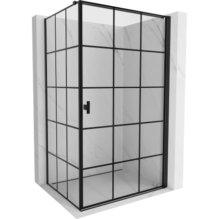 Mexen Mist-B sprchovací kút s otváranými dverami, pravý 70 x 95 cm, čierna mriežka, čierna - 8A2T-070-095-70-77-P