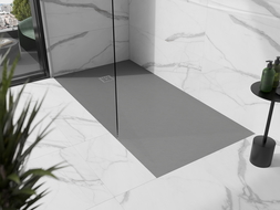 Mexen Stone+ kompozitná štvorcová sprchová vanička 180 x 100 cm, Šedá-Betón - 44611018