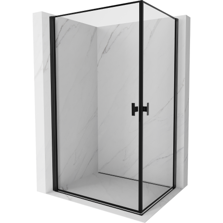 Mexen Mist-B Duo sprchový kút otvárací 100 x 70 cm, čierny rám, čierna - 8A2-100L-070P-70-70