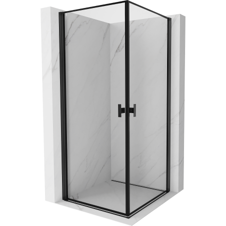 Mexen Mist-B Duo sprchový kút 80 x 80 cm, čierny rám, čierny - 8A2-080L-080P-70-70