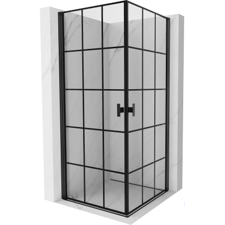 Mexen Mist-B Duo sprchový kút 80 x 80 cm, čierna mriežka, čierna - 8A2-080L-080P-70-77