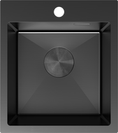 Mexen Solix oceľový kuchynský drez s jednou komorou 400 x 450 mm, čierny - 6401401000-70
