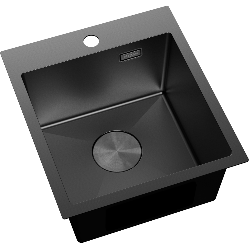 Mexen Solix oceľový kuchynský drez s jednou komorou 400 x 450 mm, čierny - 6401401000-70