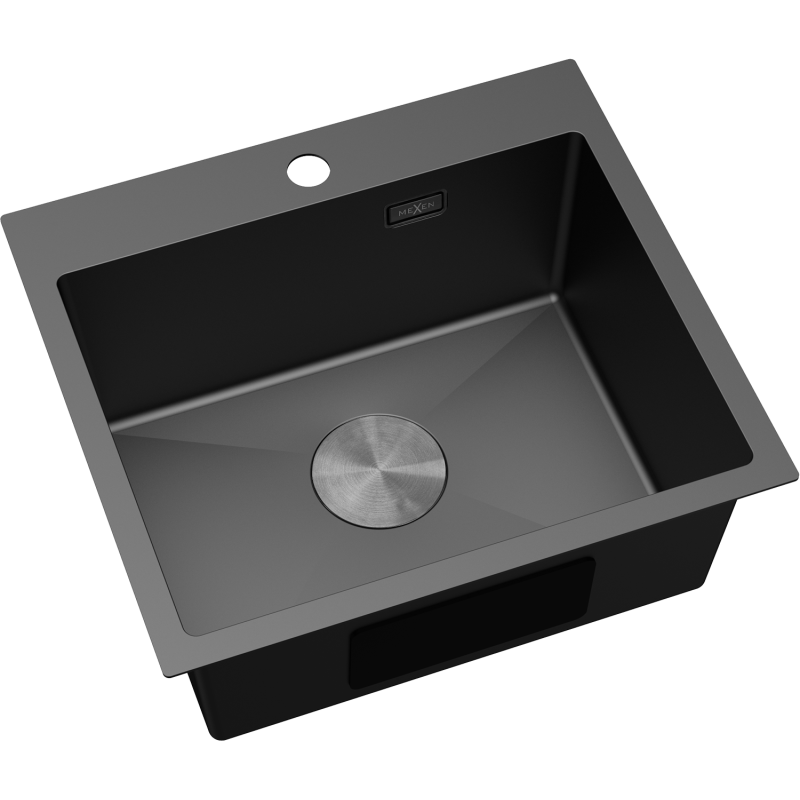 Mexen Solix kuchynský drez nerezový 1-komorový 500 x 450 mm, čierny - 6402501000-70