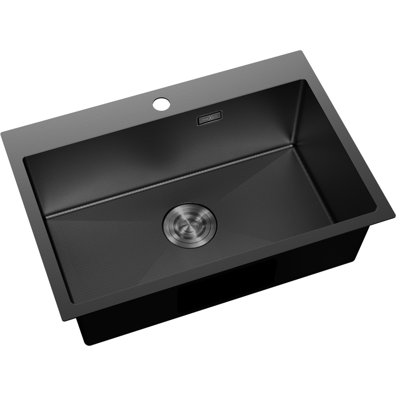 Mexen Solix nerezový kuchynský drez, jedno-komorový 650 x 450 mm, čierny HC - 6403651000-70HC