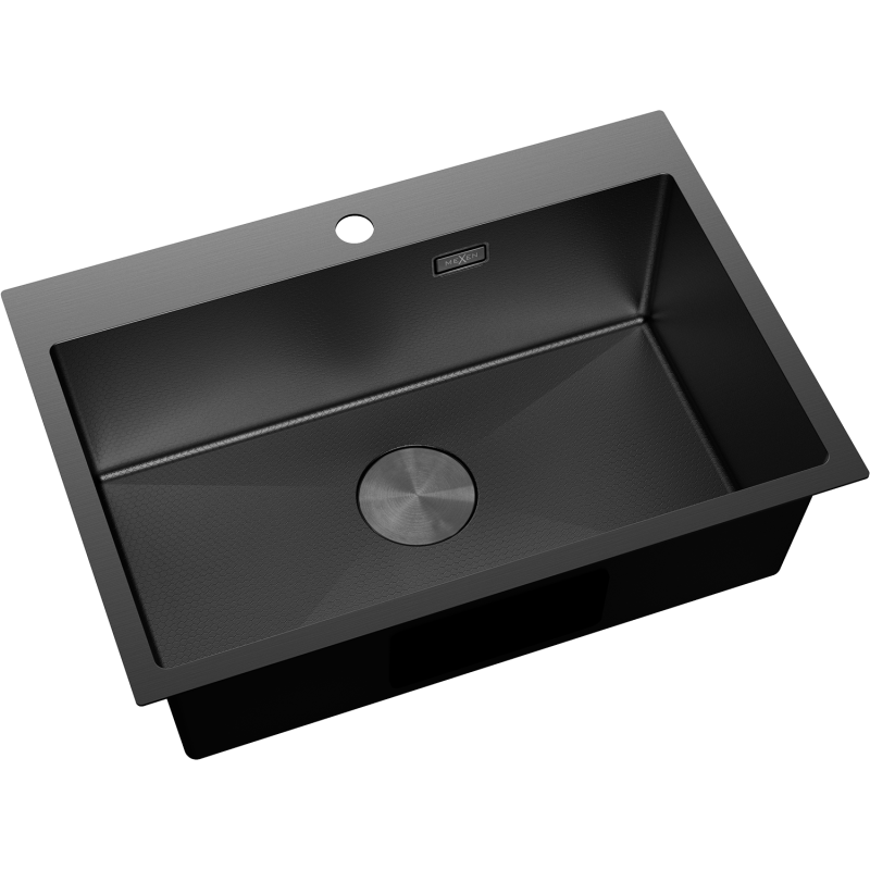 Mexen Solix nerezový kuchynský drez, jedno-komorový 650 x 450 mm, čierny HC - 6403651000-70HC