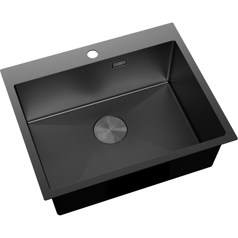 Mexen Solix oceľový drez s jednou komorou 600 x 500 mm, čierny HC - 6408601000-70HC