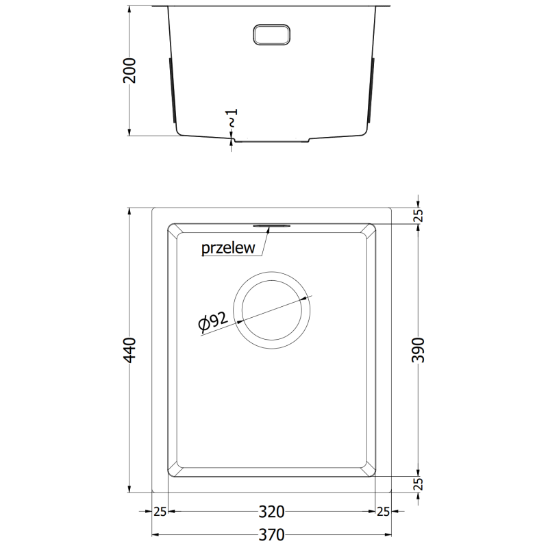 Mexen Trixo oceľový drez s jednou komorou 370 x 440 mm, zlatý - 6412371000-55