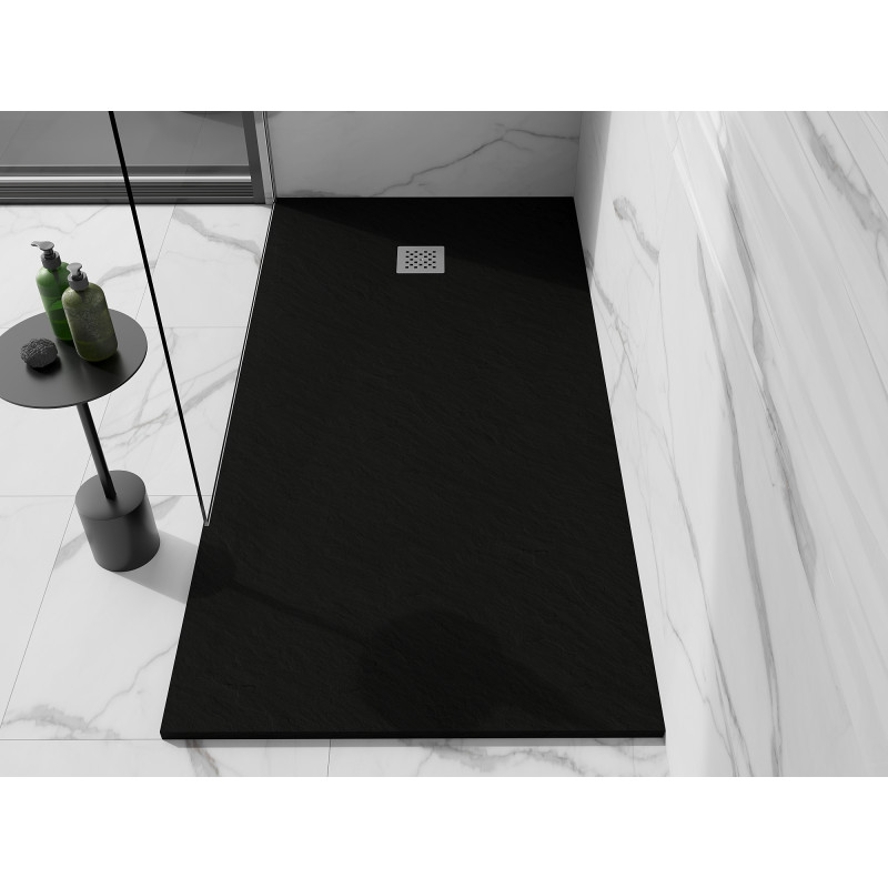 Mexen Stone+ kompozitná obdĺžniková sprchová vanička 160 x 70 cm, čierna - 44707016