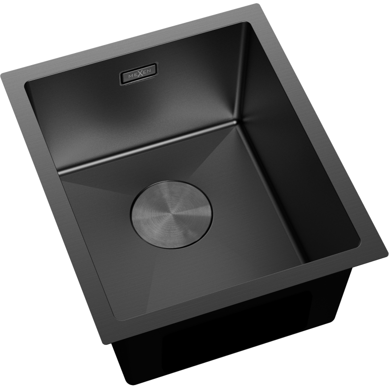 Mexen Trixo oceľový drez s 1 komorou 370 x 440 mm, čierny - 6412371000-70