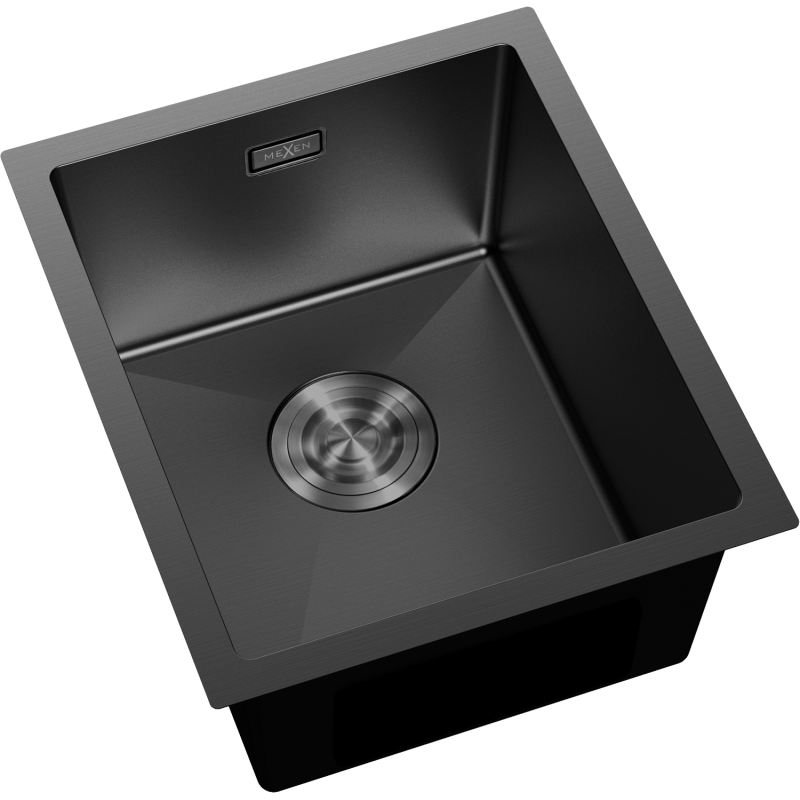 Mexen Trixo oceľový drez s 1 komorou 370 x 440 mm, čierny - 6412371000-70