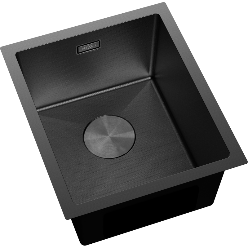 Mexen Trixo drevený kuchynský drez 1-komorový 370 x 440 mm, čierny HC - 6412371000-70HC