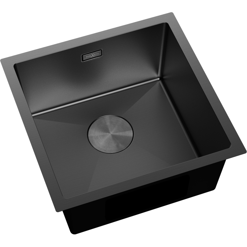 Mexen Trixo oceľový kuchynský drez, 1-komorový 440 x 440 mm, čierny - 6413441000-70