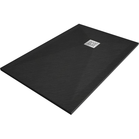 Mexen Stone+ kompozitová obdĺžniková sprchová vanička 90 x 80 cm, čierna - 44708090