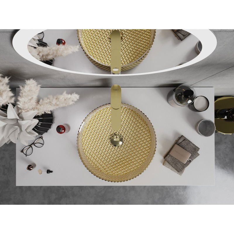 Mexen Aura sklenené umývadlo na dosku 39 x 39 cm, zlaté - 24013952