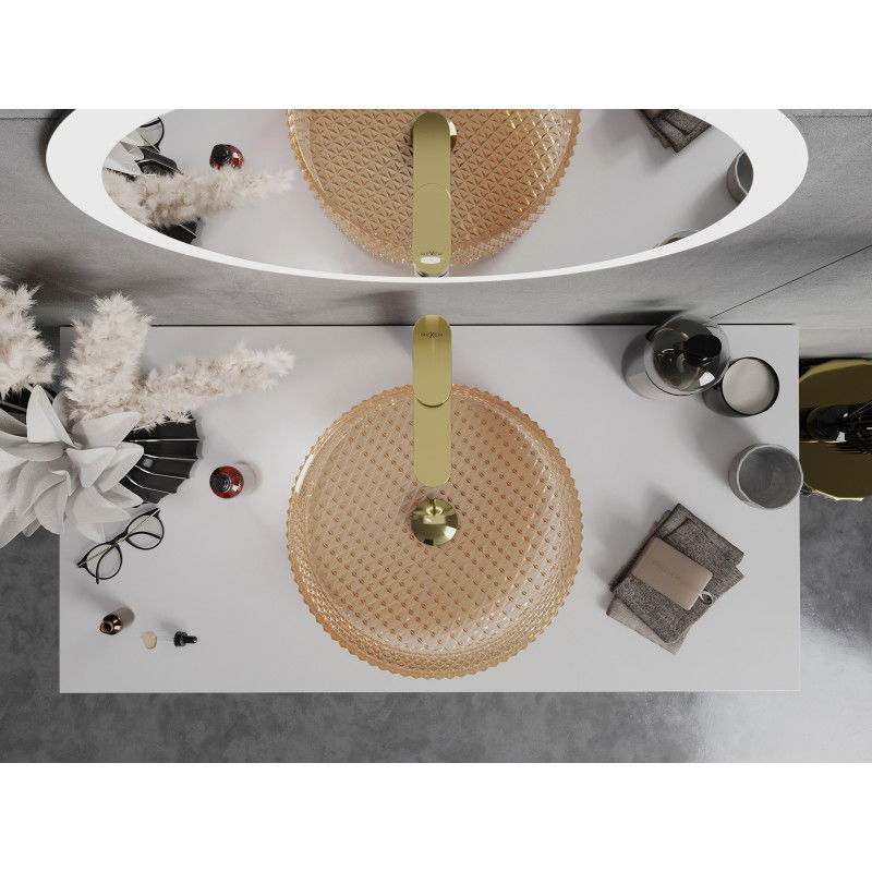 Mexen Aura sklenené umývadlo na dosku 39 x 39 cm, ružové zlato - 24013968