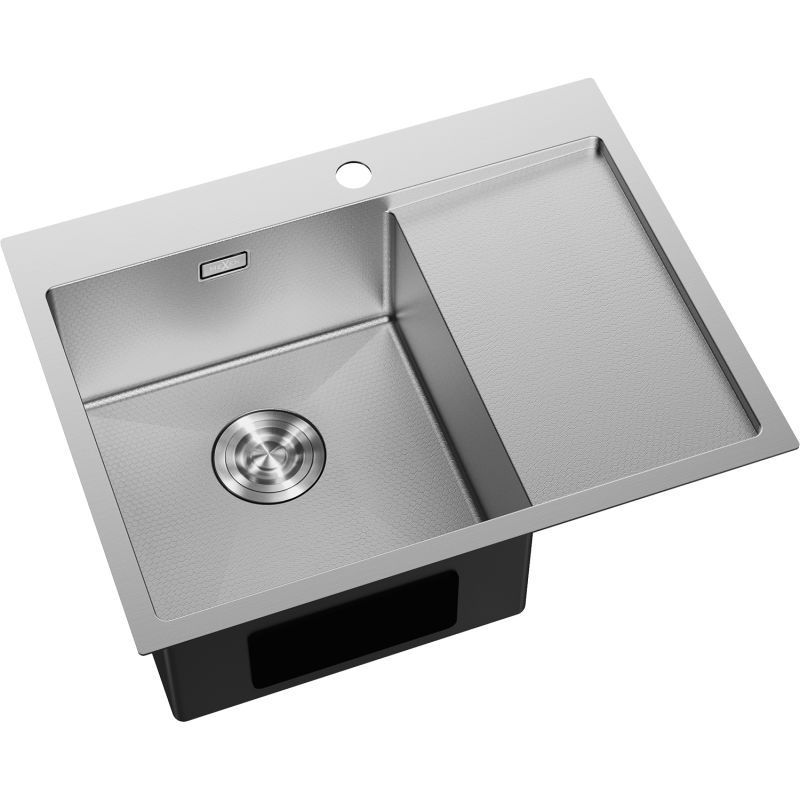 Mexen Exar nerezový drez 1-komorový s odkvapkávačom, ľavý 620 x 480 mm, inox HC - 6431621005L-01HC