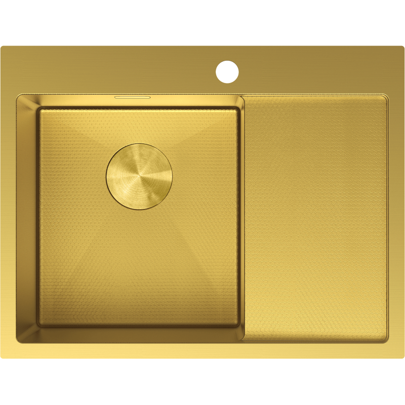 Mexen Exar oceľový drez s 1 komorou a s odkvapkávačom, ľavý 620 x 480 mm, zlatý HC - 6431621005L-55HC