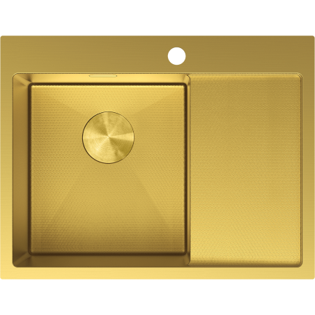 Mexen Exar oceľový drez s 1 komorou a s odkvapkávačom, ľavý 620 x 480 mm, zlatý HC - 6431621005L-55HC