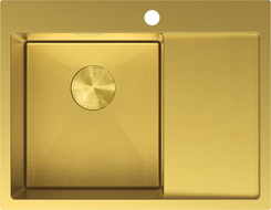 Mexen Exar oceľový drez s 1 komorou a s odkvapkávačom, ľavý 620 x 480 mm, zlatý HC - 6431621005L-55HC