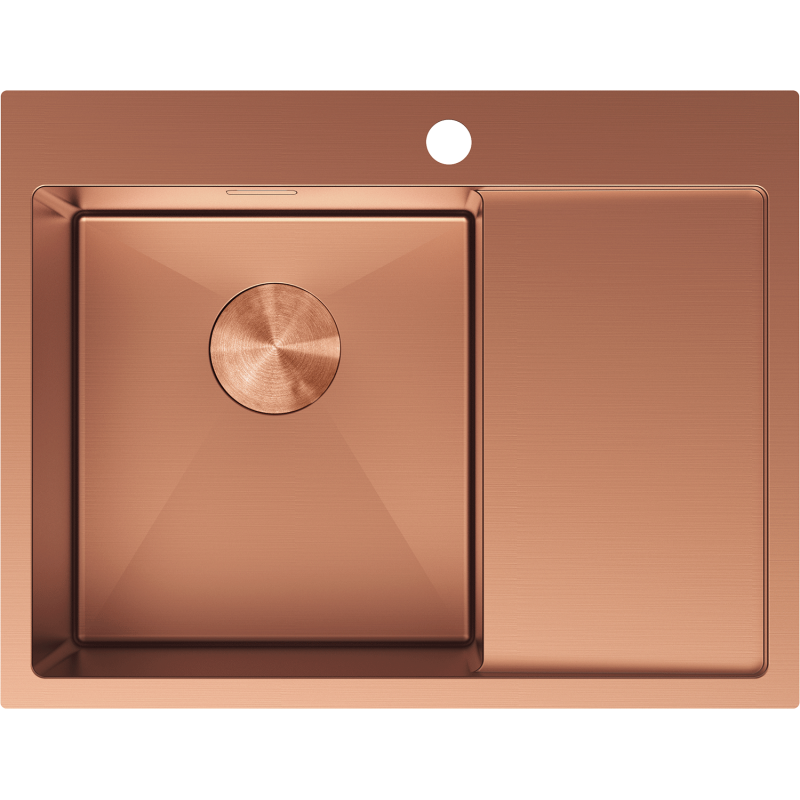 Mexen Exar nerezový drez 1-komorový s odkvapkávačom ľavý 620 x 480 mm, meď - 6431621005L-65