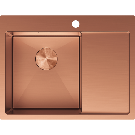 Mexen Exar oceľový kuchynský drez s 1 komorou a odkvapkávačom, ľavý 620 x 480 mm, meď - 6431621005L-65
