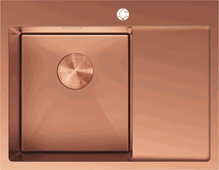 Mexen Exar oceľový kuchynský drez s 1 komorou a odkvapkávačom, ľavý 620 x 480 mm, meď - 6431621005L-65