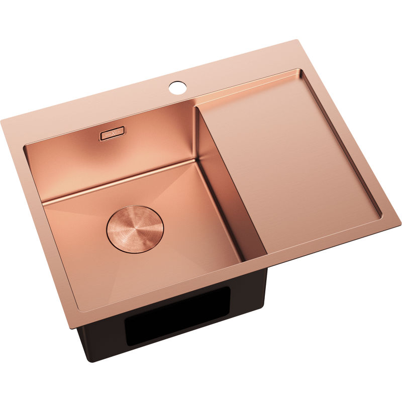Mexen Exar nerezový drez 1-komorový s odkvapkávačom ľavý 620 x 480 mm, meď - 6431621005L-65