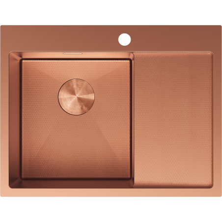 Mexen Exar oceľový drez s jednou komorou a odkvapkávačom, ľavý 620 x 480 mm, meď HC - 6431621005L-65HC