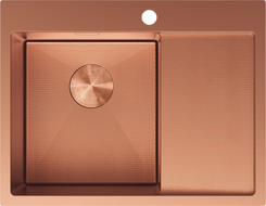 Mexen Exar oceľový drez s jednou komorou a odkvapkávačom, ľavý 620 x 480 mm, meď HC - 6431621005L-65HC