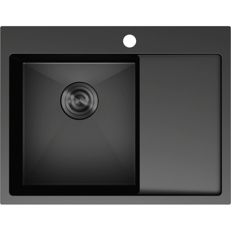 Mexen Exar oceľový drez s 1-komorou a odkvapkávačom, ľavý 620 x 480 mm, čierny - 6431621005L-70