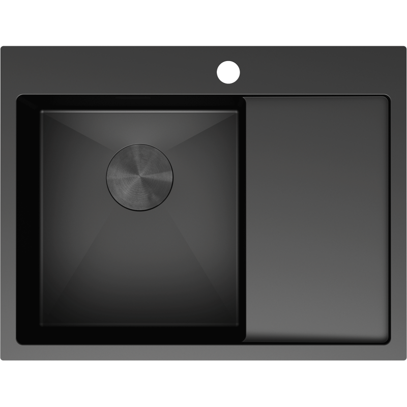 Mexen Exar oceľový drez s 1-komorou a odkvapkávačom, ľavý 620 x 480 mm, čierny - 6431621005L-70