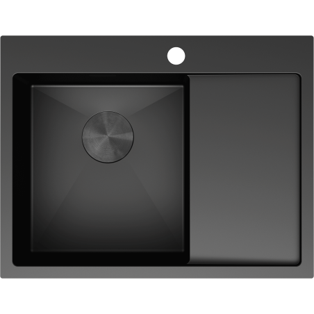 Mexen Exar oceľový drez s 1-komorou a odkvapkávačom, ľavý 620 x 480 mm, čierny - 6431621005L-70