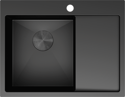 Mexen Exar oceľový drez s 1-komorou a odkvapkávačom, ľavý 620 x 480 mm, čierny - 6431621005L-70
