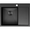 Mexen Exar 1-komorový nerezový drez s ľavým odkvapkávačom 620 x 480 mm, čierny HC - 6431621005L-70HC