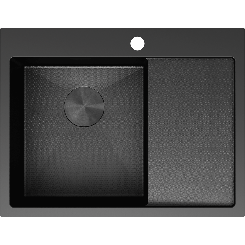 Mexen Exar oceľový drez s 1 komorou a odkvapkávačom, ľavý 620 x 480 mm, čierny HC - 6431621005L-70HC